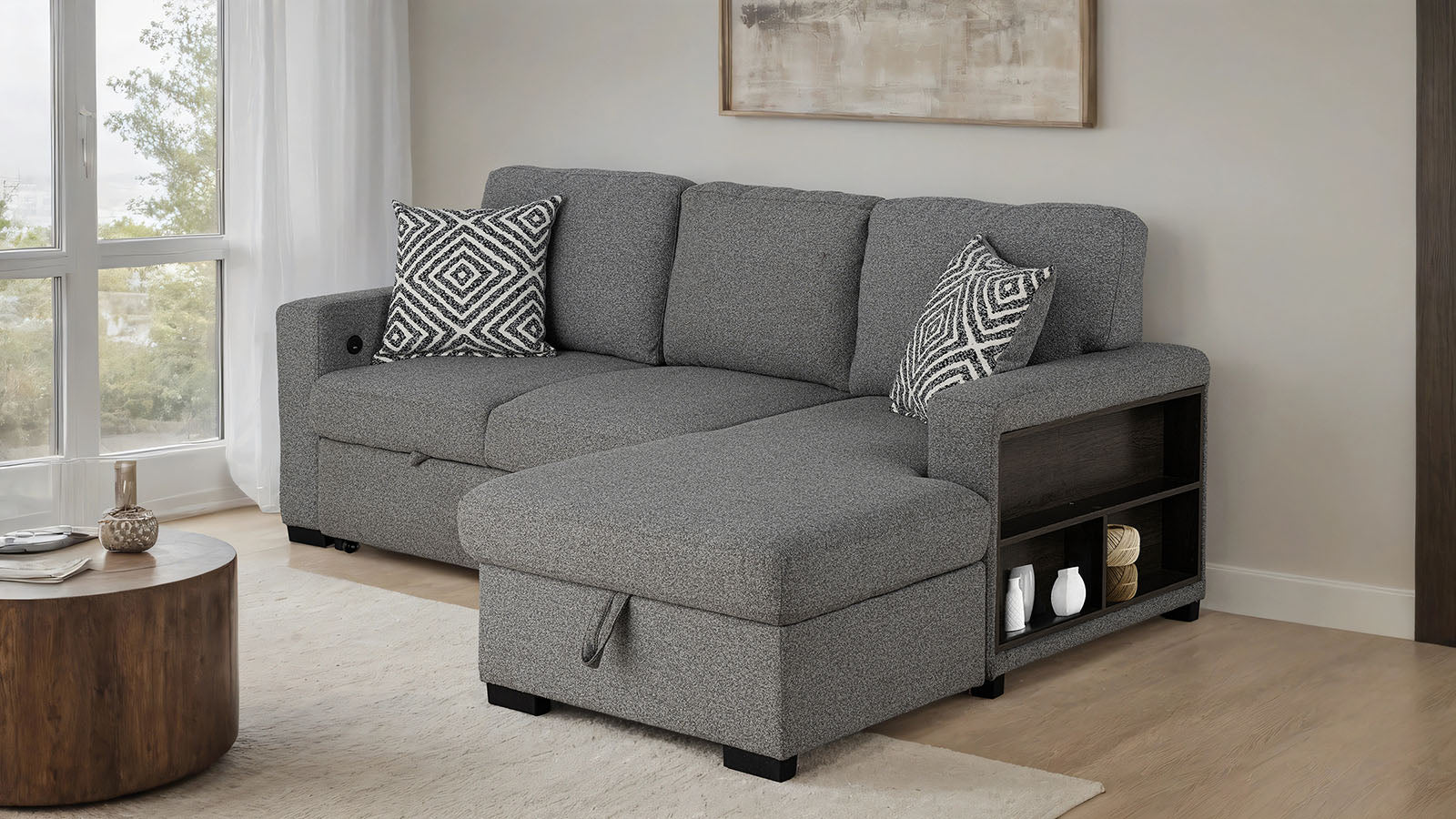 Chatham Sectional Pullout Sofa Bed (Right Chaise)