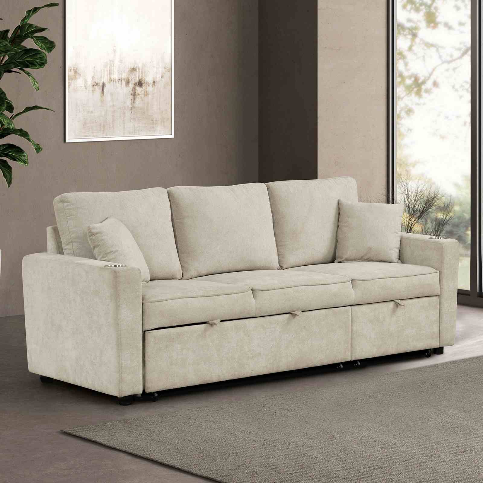Kendal Sleeper Pull-Out Sofa Bed Sectional Couch