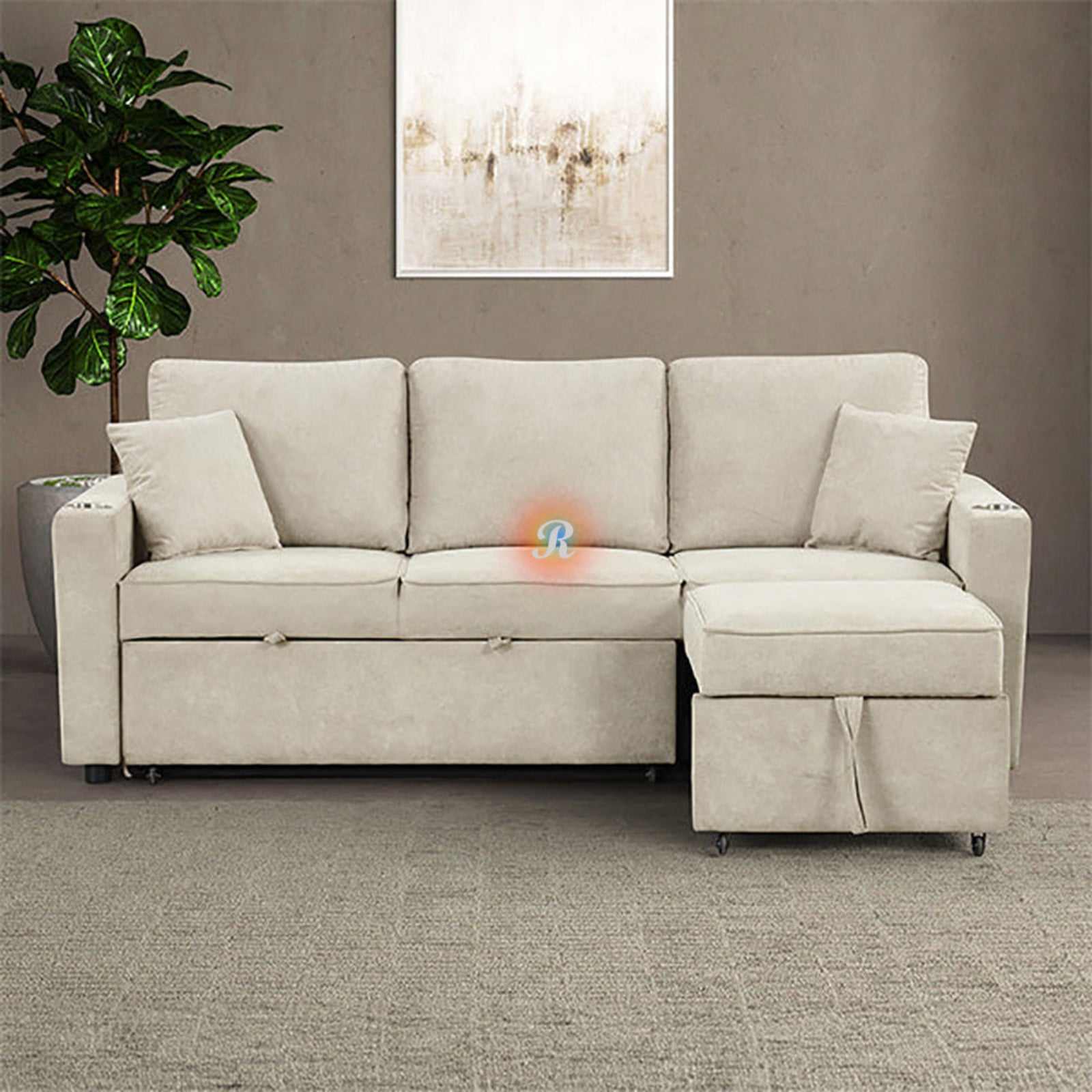 Kendal Sleeper Pull-Out Sofa Bed Sectional Couch