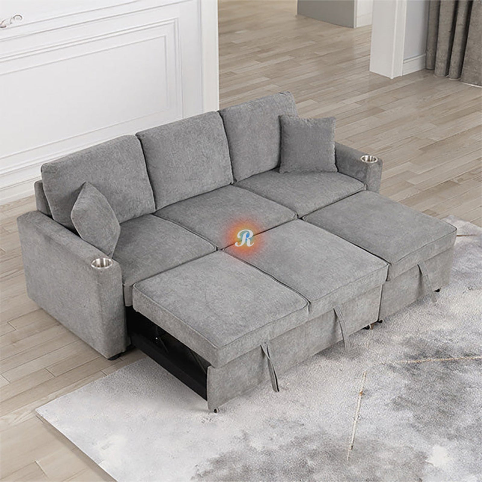 Kendal Sleeper Pull-Out Sofa Bed Sectional Couch