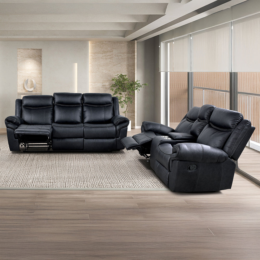 Manual Recliner (Set of 2pc) - Loveseat Sofa and 3-Seater Couch