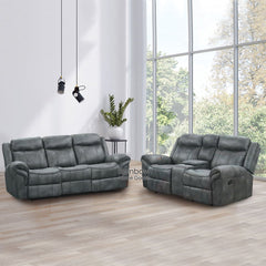 Manual Recliner (Set of 2pc) - Loveseat Sofa and 3-Seater Couch