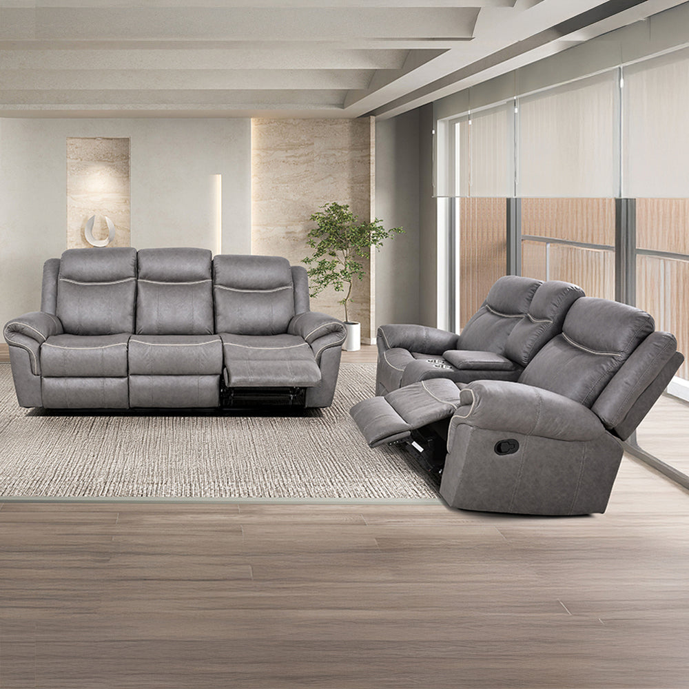 Manual Recliner (Set of 2pc) - Loveseat Sofa and 3-Seater Couch
