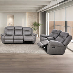 Manual Recliner (Set of 2pc) - Loveseat Sofa and 3-Seater Couch