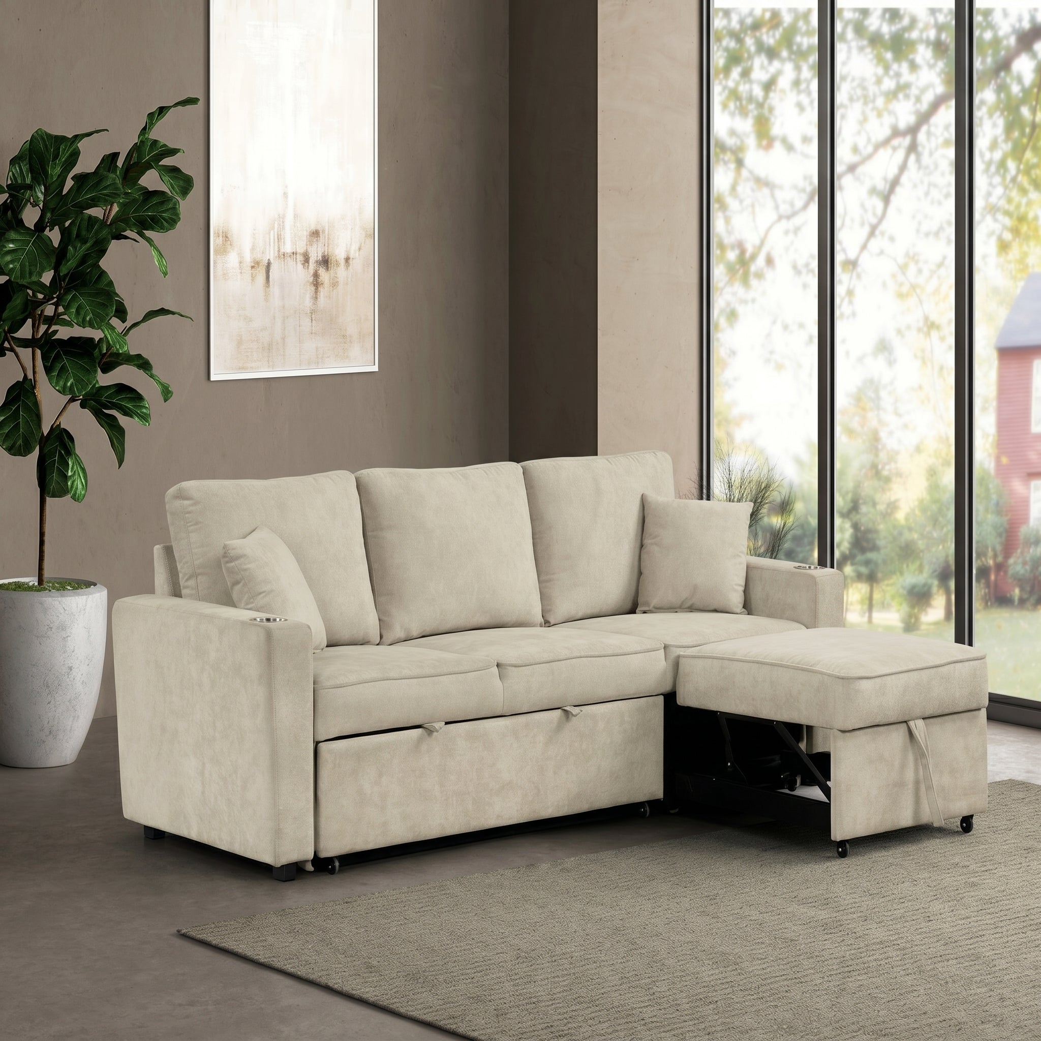 Kendal Sleeper Pull-Out Sofa Bed Sectional Couch