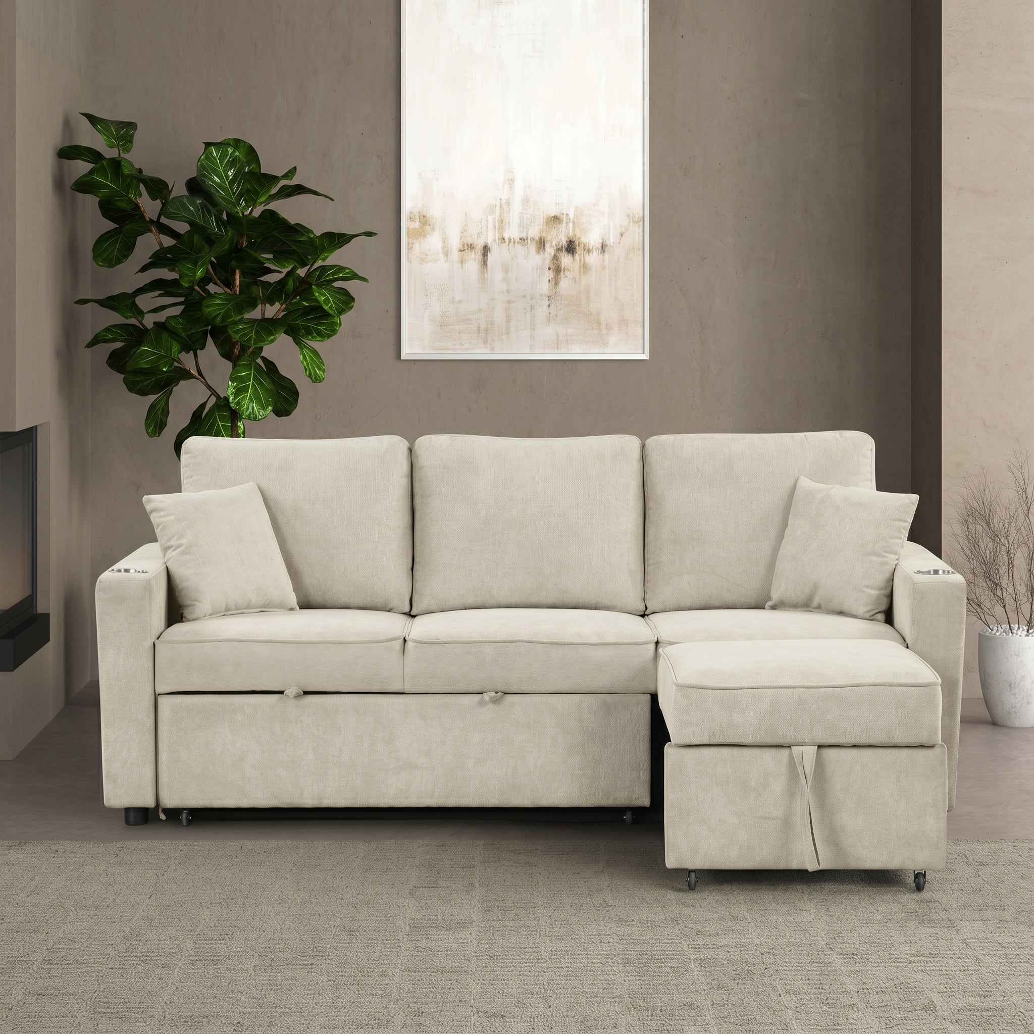 Kendal Sleeper Pull-Out Sofa Bed Sectional Couch