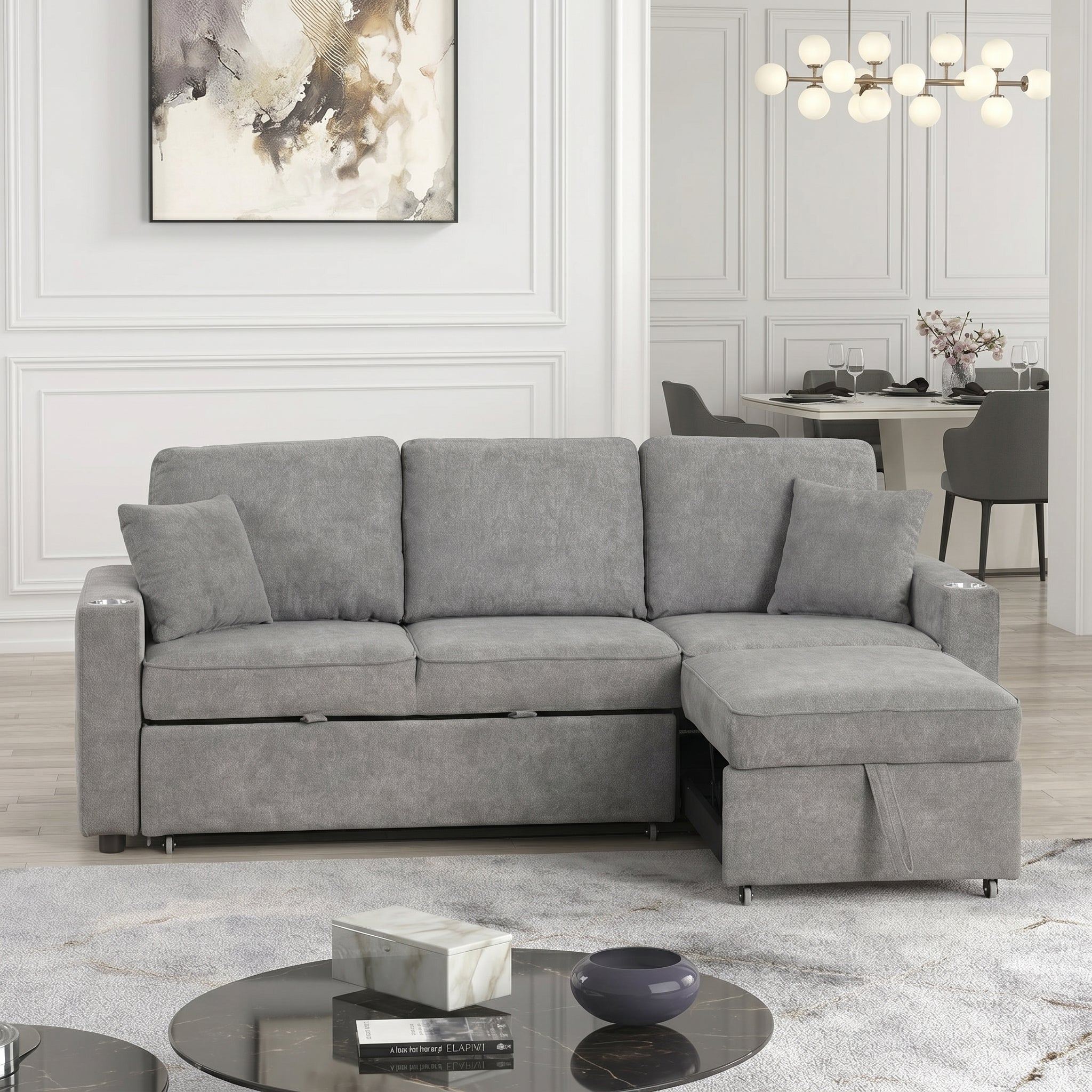 Kendal Sleeper Pull-Out Sofa Bed Sectional Couch